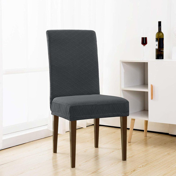 Rhombus Jacquard Stretchy Universal Dining Chair Slipcovers (Grey)