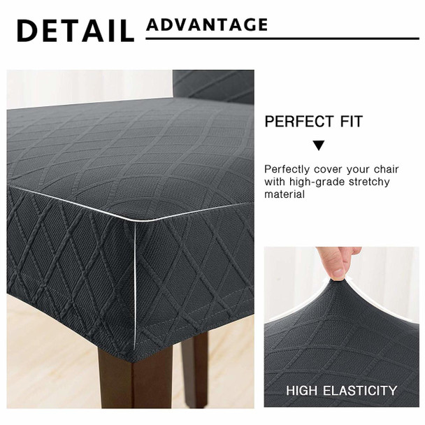 Rhombus Jacquard Stretchy Universal Dining Chair Slipcovers (Grey)