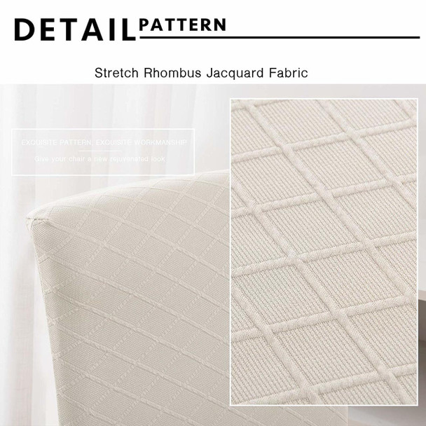 Rhombus Jacquard Stretchy Universal Dining Chair Slipcovers (Ivory White)