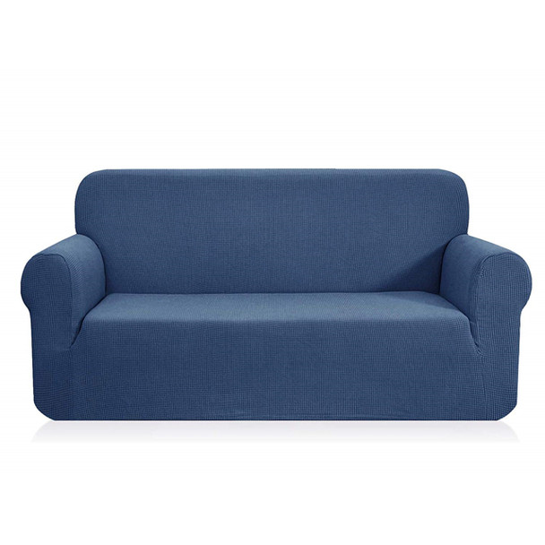 Jacquard Polyester Spandex Fabric Box Cushion Loveseat Slipcovers-Denim Blue Jacquard Polyester Spandex Fabric Box Cushion Loveseat Slipcovers-Denim Blue