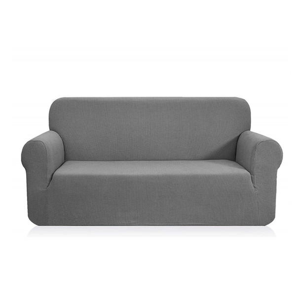 Jacquard Polyester Spandex Fabric Box Cushion Loveseat Slipcovers-Light Grey Jacquard Polyester Spandex Fabric Box Cushion Loveseat Slipcovers-Light Grey