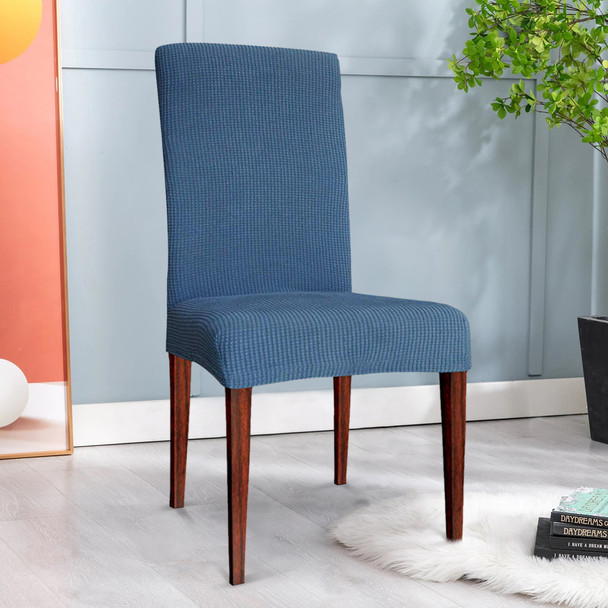 Elegant Knitting Jacquard Box CushionDining Chair Slipcover Denim Blue Elegant Knitting Jacquard Box CushionDining Chair Slipcover Denim Blue