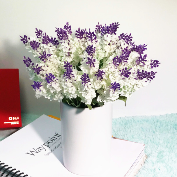 40 Heads White Lavender Arrangement in White Ceramic Vase