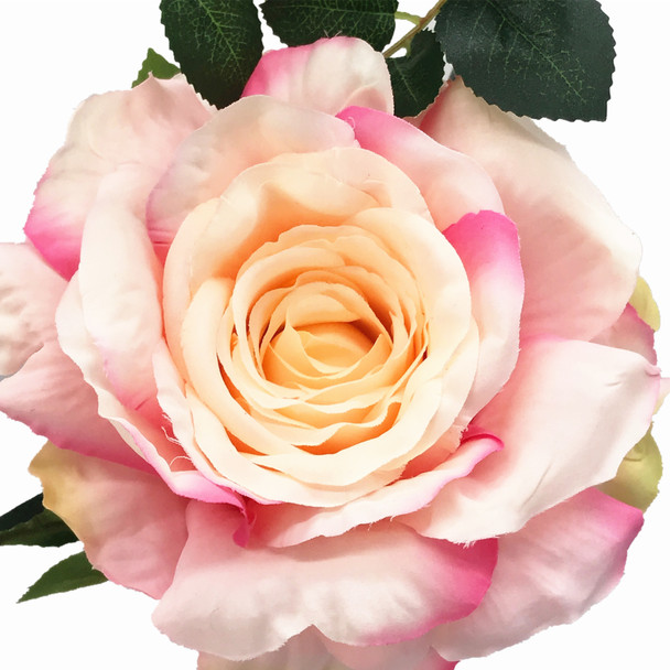Pink Silk Open Rose Flower Spray Stem Pink Silk Open Rose Flower Spray Stem