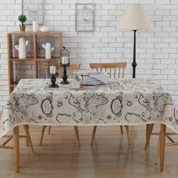54"x 80 "  Simple Map Pattern Rectangle Cotton and Linen Tablecloth Decorative 
