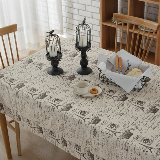 54"x 80" Eiffel Tower Pattern Rectangle Cotton and Linen Tablecloth Decorative