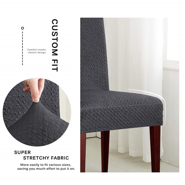 Grey Seersucker Jacquard Polyester Spandex Fabric Stretch Dining Slipcovers Removable Washable Anti-Dirty Fitted Furniture Protector Grey Seersucker Jacquard Polyester Spandex Fabric Stretch Dining Slipcovers Removable Washable Anti-Dirty Fitted Furniture Protector
