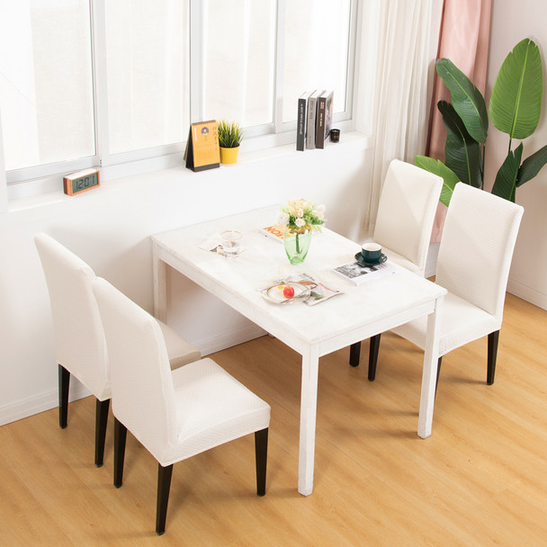 Ivory Seersucker Jacquard Polyester Spandex Fabric Stretch Dining Slipcovers Removable Washable Anti-Dirty Fitted Furniture Protector Set of 4 Ivory Seersucker Jacquard Polyester Spandex Fabric Stretch Dining Slipcovers Removable Washable Anti-Dirty Fitted Furniture Protector Set of 4