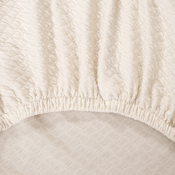 Ivory Seersucker Jacquard Polyester Spandex Fabric Stretch Dining Slipcovers Removable Washable Anti-Dirty Fitted Furniture Protector Set of 4 Ivory Seersucker Jacquard Polyester Spandex Fabric Stretch Dining Slipcovers Removable Washable Anti-Dirty Fitted Furniture Protector Set of 4