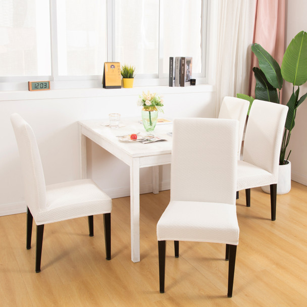 Ivory Seersucker Jacquard Polyester Spandex Fabric Stretch Dining Slipcovers Removable Washable Anti-Dirty Fitted Furniture Protector Set of 4 Ivory Seersucker Jacquard Polyester Spandex Fabric Stretch Dining Slipcovers Removable Washable Anti-Dirty Fitted Furniture Protector Set of 4