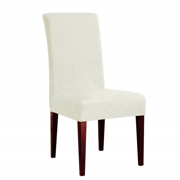 Ivory Seersucker Jacquard Polyester Spandex Fabric Stretch Dining Slipcovers Removable Washable Anti-Dirty Fitted Furniture Protector Set of 4 Ivory Seersucker Jacquard Polyester Spandex Fabric Stretch Dining Slipcovers Removable Washable Anti-Dirty Fitted Furniture Protector Set of 4