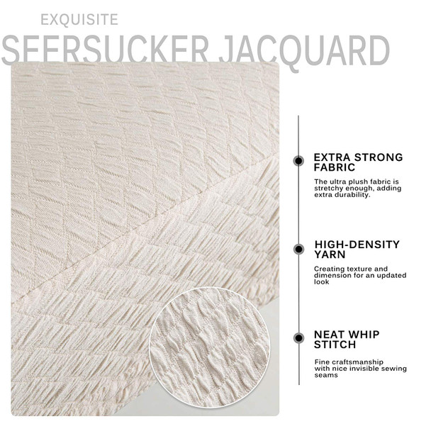Ivory Seersucker Jacquard Polyester Spandex Fabric Stretch Dining Slipcovers Removable Washable Anti-Dirty Fitted Furniture Protector Set of 4 Ivory Seersucker Jacquard Polyester Spandex Fabric Stretch Dining Slipcovers Removable Washable Anti-Dirty Fitted Furniture Protector Set of 4