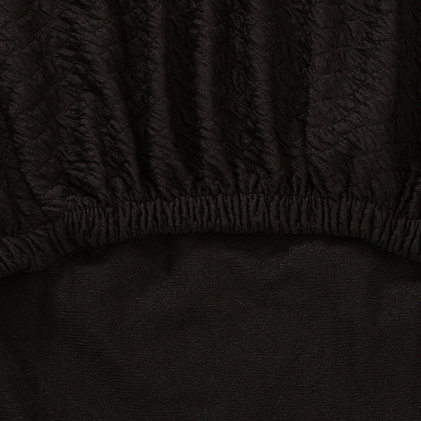 Black  Seersucker Jacquard Polyester Spandex Fabric Stretch Dining Slipcovers Removable Washable Anti-Dirty Fitted Furniture Protector 