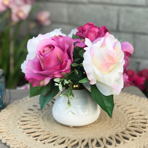 White Round Bud Vase with Gold Rim - 4.1" W x 3.5" H  Set of 4