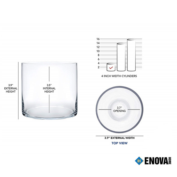 Cylinder Shape Clear Flower Glass Vase 4.0" W x 4.0" H Cylinder Shape Clear Flower Glass Vase 4.0" W x 4.0" H