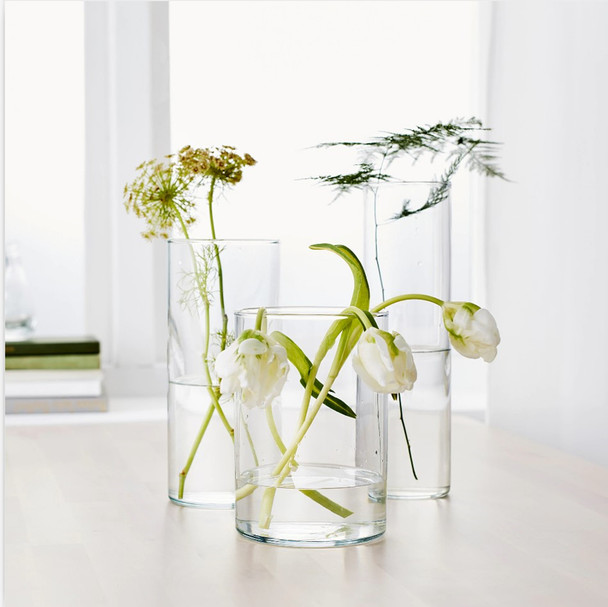 Cylinder Shape Clear Flower Glass Vase 5.0" W x 8.0" H Cylinder Shape Clear Flower Glass Vase 5.0" W x 8.0" H