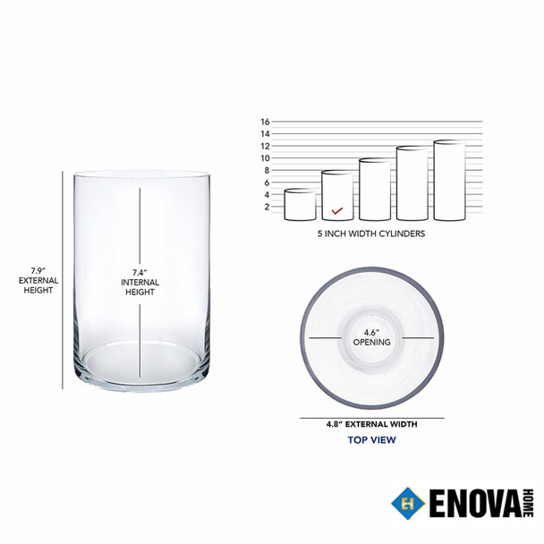 Cylinder Shape Clear Flower Glass Vase 5.0" W x 8.0" H Cylinder Shape Clear Flower Glass Vase 5.0" W x 8.0" H