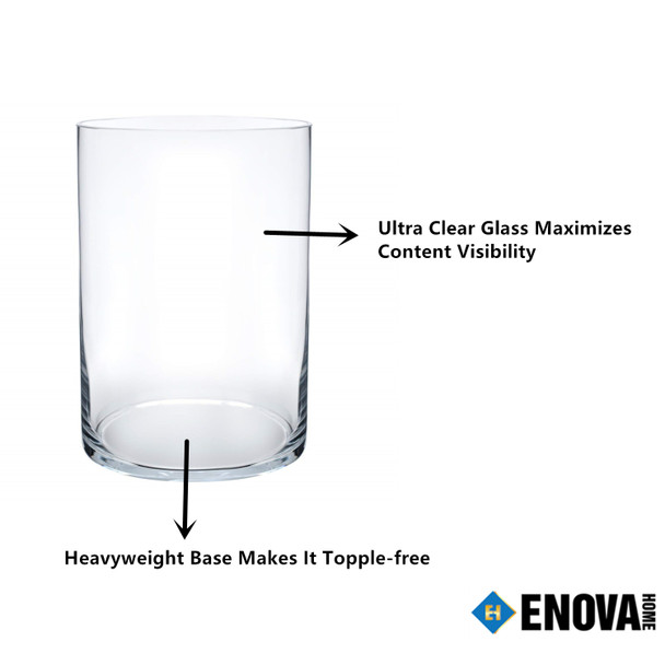Cylinder Shape Clear Flower Glass Vase 5.0" W x 12.0" H Cylinder Shape Clear Flower Glass Vase 5.0" W x 12.0" H