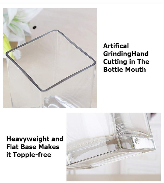 Rectangle Shape Clear Glass Vase 3.0" W x 8.0" H Rectangle Shape Clear Glass Vase 3.0" W x 8.0" H