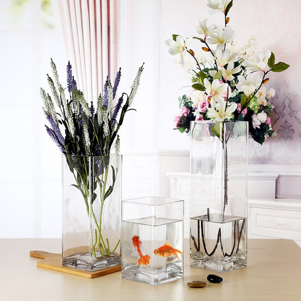 Rectangle Shape Clear Glass Vase 3.0" W x 8.0" H Rectangle Shape Clear Glass Vase 3.0" W x 8.0" H