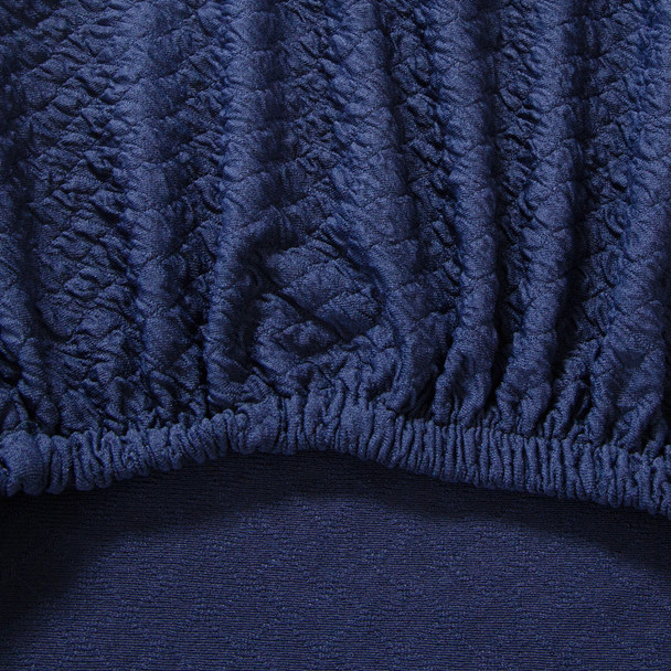 Dark Blue  Seersucker Jacquard Polyester Spandex Fabric Stretch Dining Slipcovers Removable Washable Anti-Dirty Fitted Furniture Protector 