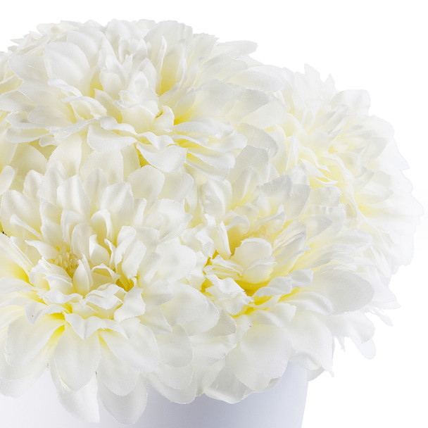 Cream Faux Dahlia Flower Arrangement in White Pot Cream Faux Dahlia Flower Arrangement in White Pot