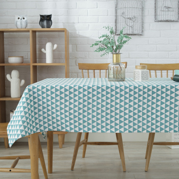 54"x 80" Green Triangle Pattern Rectangle Cotton and Polyester Tablecloth 