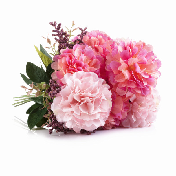 Pink Mixed Dahlia Silk Flower Arrangement in Glass Vase with Faux Water Pink Mixed Dahlia Silk Flower Arrangement in Glass Vase with Faux Water