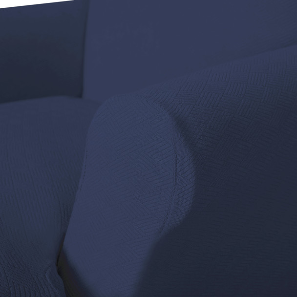 Dark Blue Ultra Soft Stretch Fabric  Wing Chair  Slipcover 
