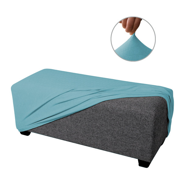 Steel Blue Ultra Soft Stretch Fabric Oversize Ottoman Slipcovers Removable  Anti-Dirty Fitted Furniture Protector