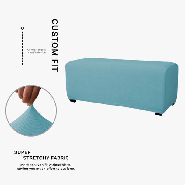 Steel Blue Ultra Soft Stretch Fabric Oversize Ottoman Slipcovers Removable  Anti-Dirty Fitted Furniture Protector