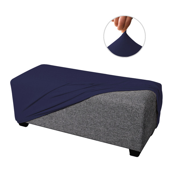 Dark Blue Ultra Soft Stretch Fabric Oversize Ottoman Slipcovers Removable  Anti-Dirty Fitted Furniture Protector