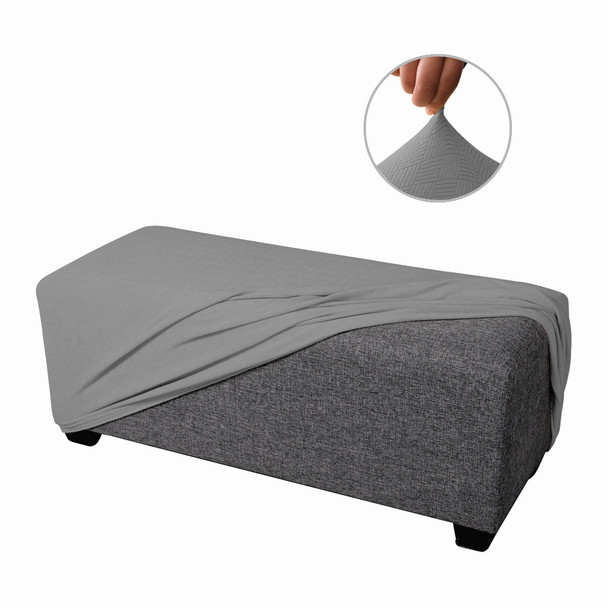 Grey Ultra Soft Stretch Fabric Oversize Ottoman Slipcovers Removable Anti-Dirty Fitted Furniture Protector Grey Ultra Soft Stretch Fabric Oversize Ottoman Slipcovers Removable Anti-Dirty Fitted Furniture Protector
