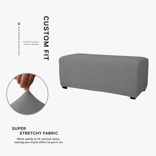 Grey Ultra Soft Stretch Fabric Oversize Ottoman Slipcovers Removable Anti-Dirty Fitted Furniture Protector Grey Ultra Soft Stretch Fabric Oversize Ottoman Slipcovers Removable Anti-Dirty Fitted Furniture Protector