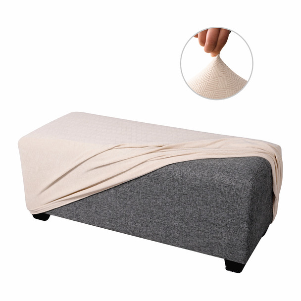 Ivory White Ultra Soft Stretch Fabric Oversize Ottoman Slipcovers Removable  Anti-Dirty Fitted Furniture Protector