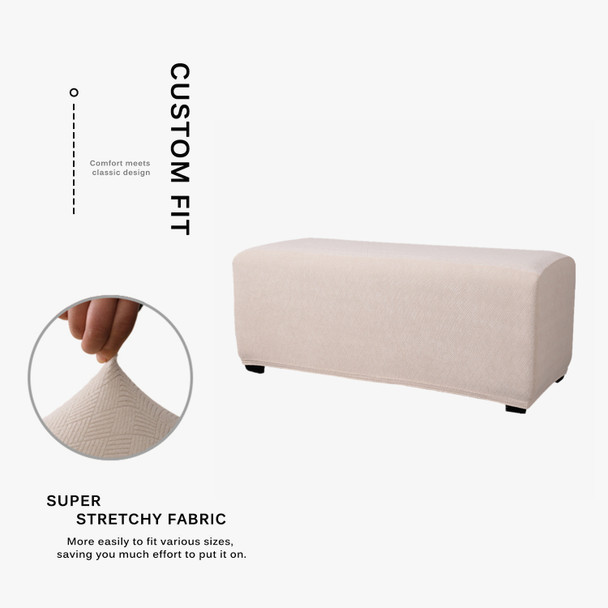 Ivory White Ultra Soft Stretch Fabric Oversize Ottoman Slipcovers Removable  Anti-Dirty Fitted Furniture Protector