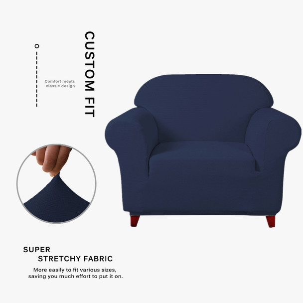 Dark Blue Ultra Soft Stretch Fabric Armchair Slipcovers Removable  Anti-Dirty Fitted Furniture Protector