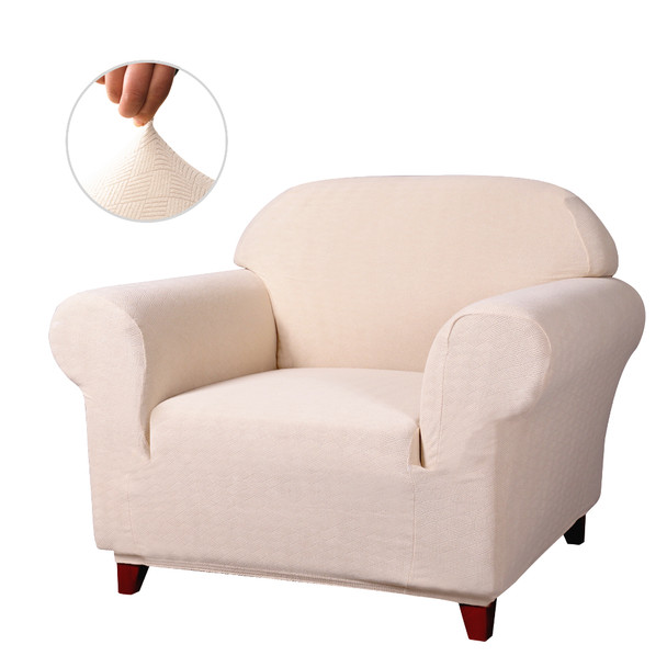 Ivory White Ultra Soft Stretch Fabric Armchair Slipcovers Removable  Anti-Dirty Fitted Furniture Protector