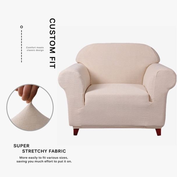 Ivory White Ultra Soft Stretch Fabric Armchair Slipcovers Removable  Anti-Dirty Fitted Furniture Protector