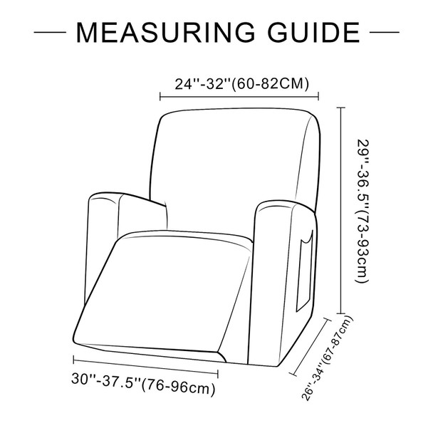 Grey Ultra Soft Stretch Fabric  Recliner Slipcover with Elastic Bottom Side Pocket