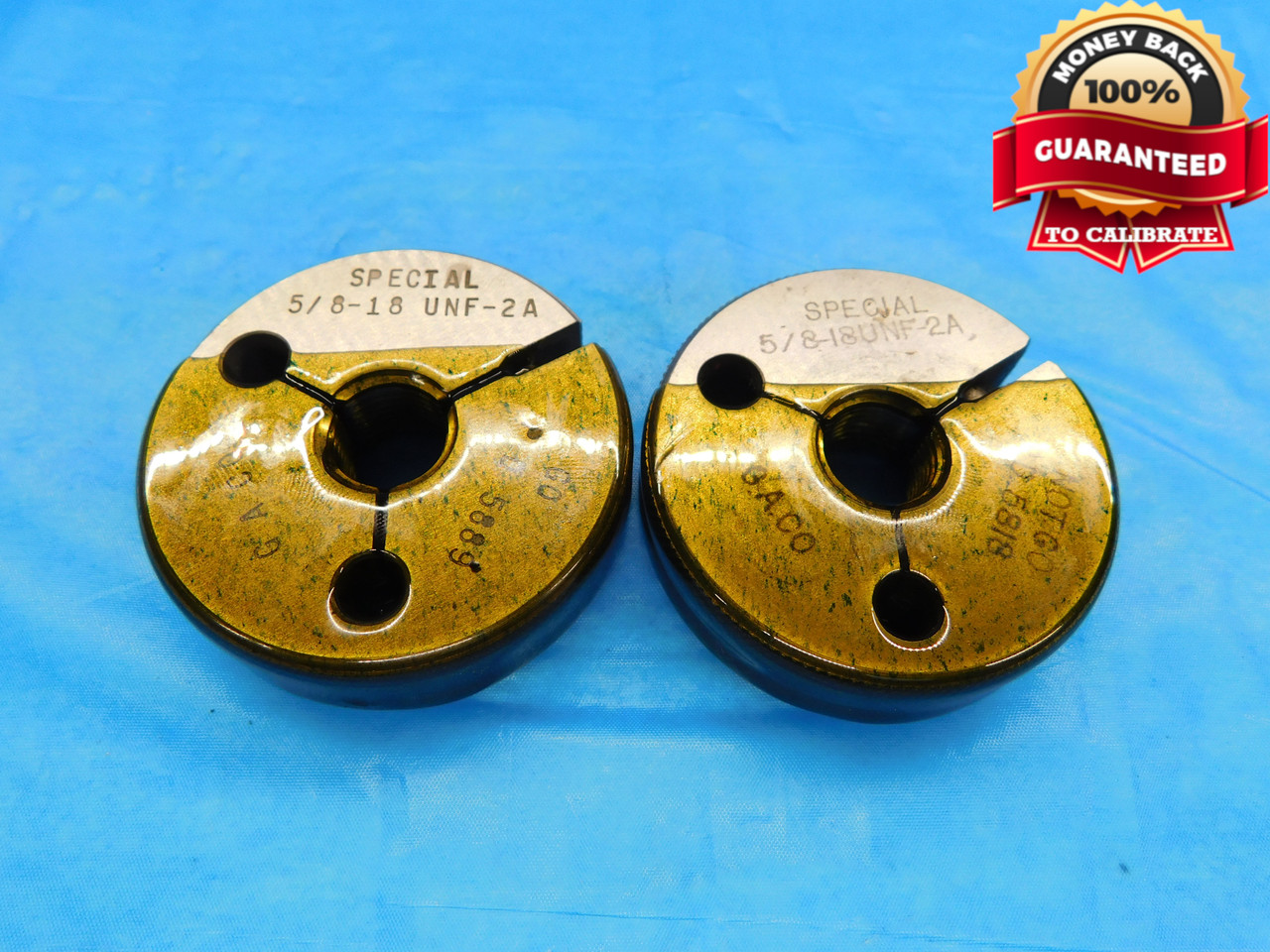 5/8 18 UNF 2A SPECIAL THREAD RING GAGES .625 GO NO GO P.D.'S = .5889