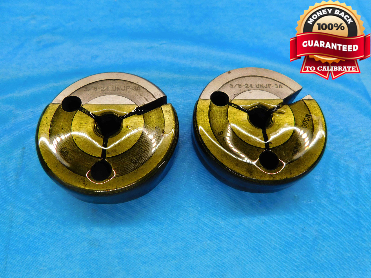 3/8 24 UNJF 3A THREAD RING GAGES .375 .3750 GO NO GO P.D.'S = .3479 & .3450 DW23227AM3 M & J