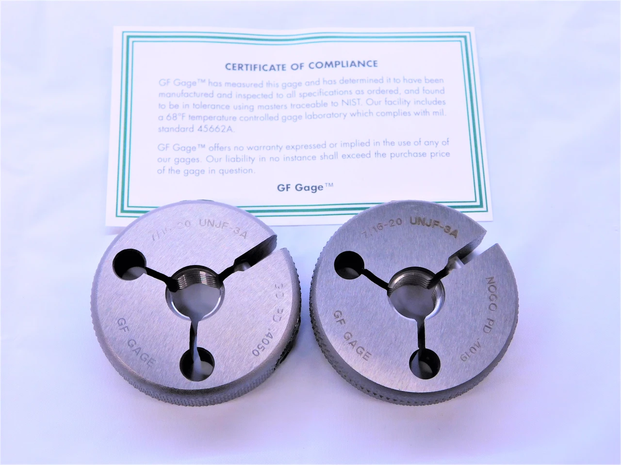 NEW 7/16 20 UNJF 3A Thread Ring Gage | MS6778GFG | M & J Tooling LLC