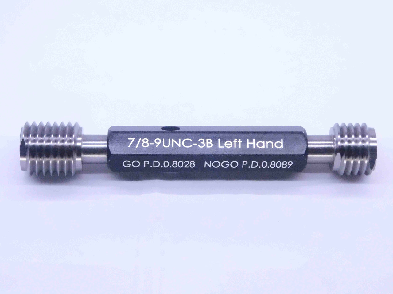 NEW 7/8 9 UNC 3B LEFT HAND THREAD PLUG GAGE .875 GO NO GO PDS= .8028 ...