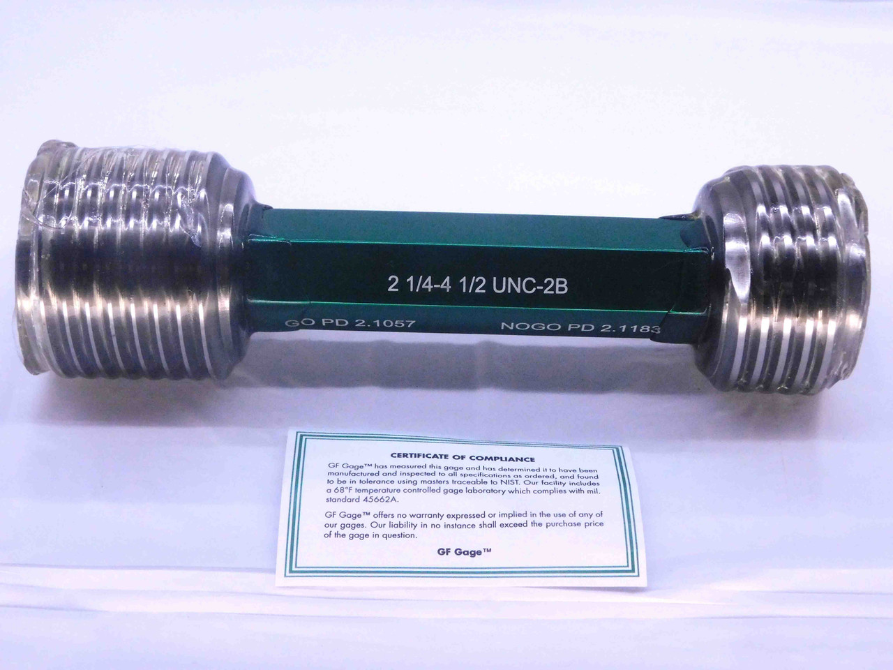 Hc2b Thread NEW 2 1/4 4 1/2 UNC 2B THREAD PLUG GAGE 2.25 GO NO GO P.D.'S = 2.1057 ...