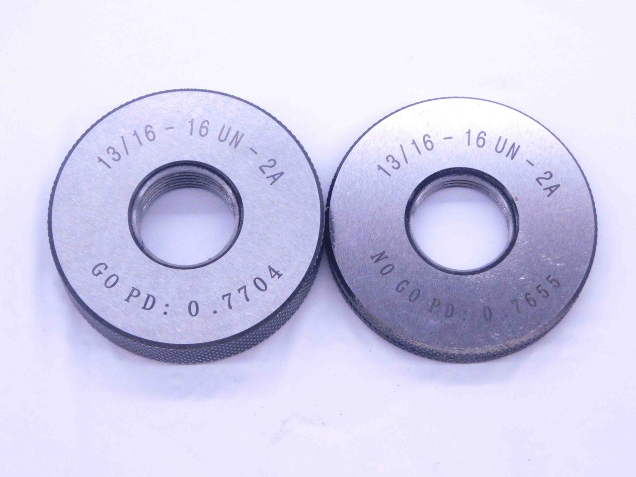NEW 13/16 16 UN 2A SOLID THREAD RING GAGES .8125 GO NO GO P.D.'S ...