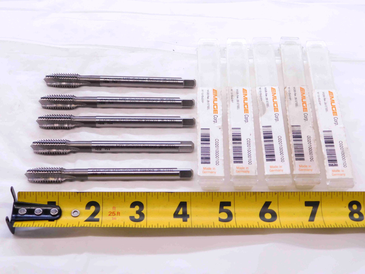 5pcs NEW EMUGE M10 X 1.5 HSSE PLUG TAP 3 SPIRAL POINT FLUTE 10