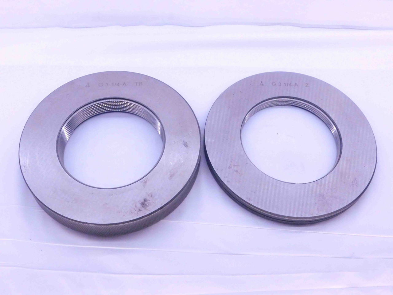 G 3 1/4 11 BSPP SOLID PIPE THREAD RING GAGE 3.25 3.250 GO AND NO GO ...