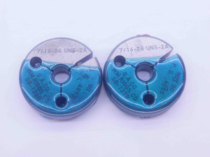 7/16 24 UNS 2A THREAD RING GAGES .4375 GO NO GO P.D.'S = .4093 & .4055 CHECK - DW18700RD