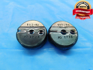 .180 90 THREAD RING GAGES .18 .1800 GO NO GO P.D.'S = .1728 & .1715 INSPECTION - DW19090RD